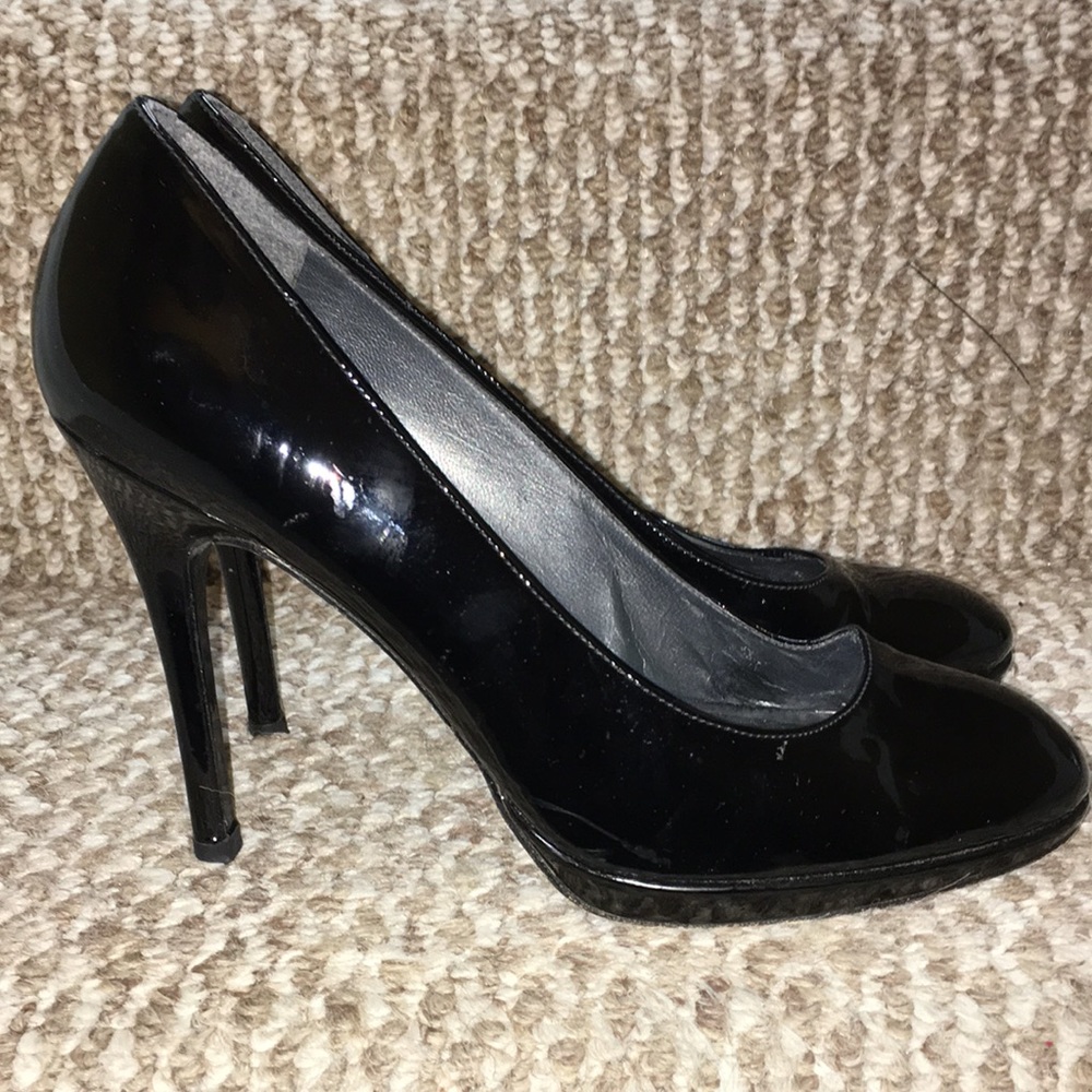 Stuart WEitzman Black Patent Leather Platform Pumps